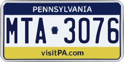 PA license plate MTA3076