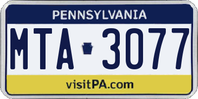 PA license plate MTA3077