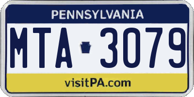 PA license plate MTA3079