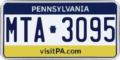 PA license plate MTA3095
