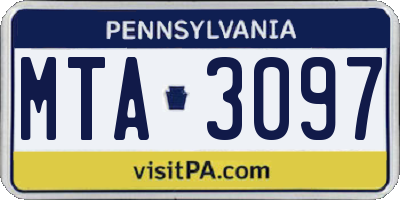 PA license plate MTA3097