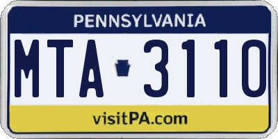 PA license plate MTA3110