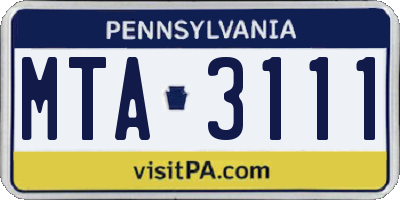 PA license plate MTA3111