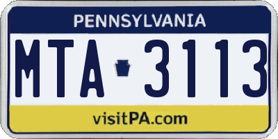 PA license plate MTA3113