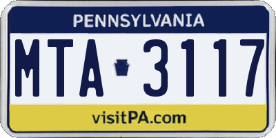PA license plate MTA3117