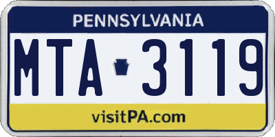 PA license plate MTA3119