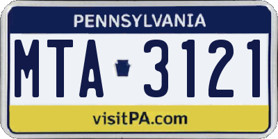 PA license plate MTA3121