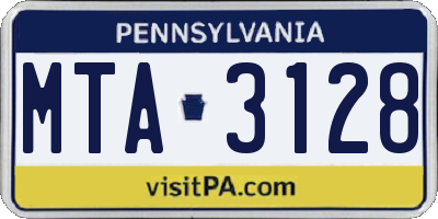 PA license plate MTA3128