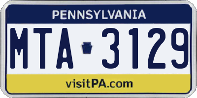 PA license plate MTA3129