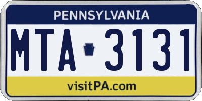 PA license plate MTA3131