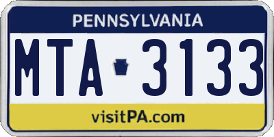 PA license plate MTA3133