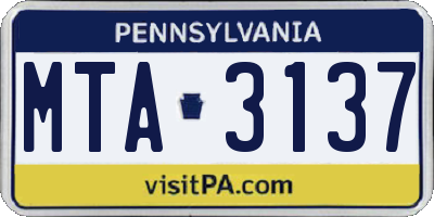 PA license plate MTA3137