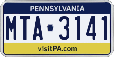 PA license plate MTA3141