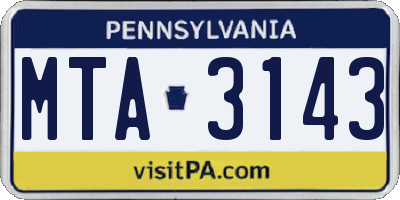 PA license plate MTA3143
