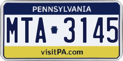 PA license plate MTA3145