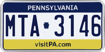 PA license plate MTA3146