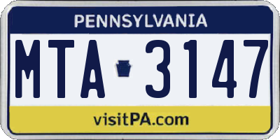 PA license plate MTA3147