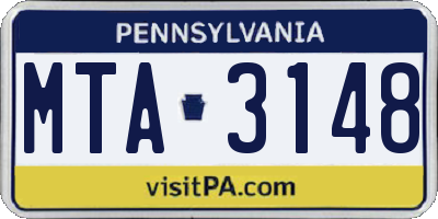 PA license plate MTA3148
