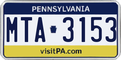 PA license plate MTA3153