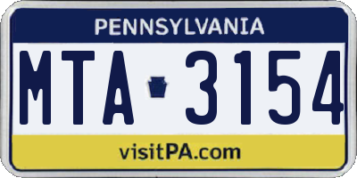 PA license plate MTA3154