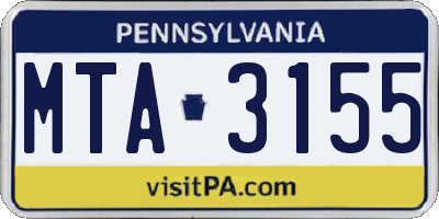 PA license plate MTA3155