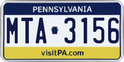 PA license plate MTA3156