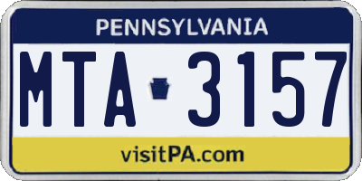 PA license plate MTA3157