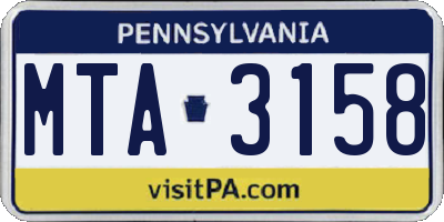 PA license plate MTA3158