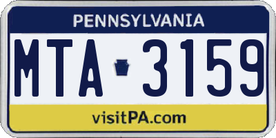 PA license plate MTA3159