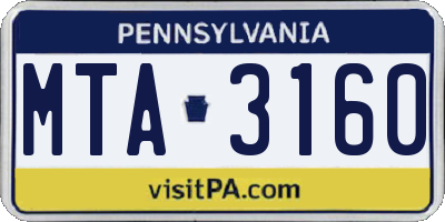 PA license plate MTA3160