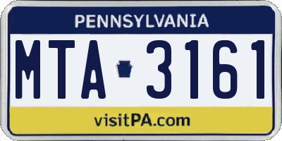 PA license plate MTA3161