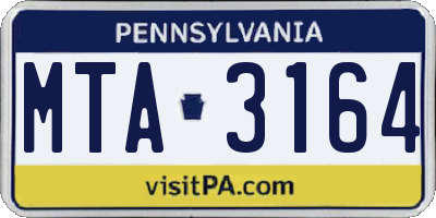 PA license plate MTA3164