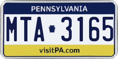 PA license plate MTA3165