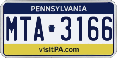 PA license plate MTA3166