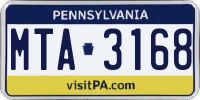 PA license plate MTA3168