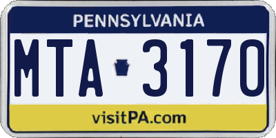 PA license plate MTA3170
