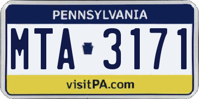 PA license plate MTA3171