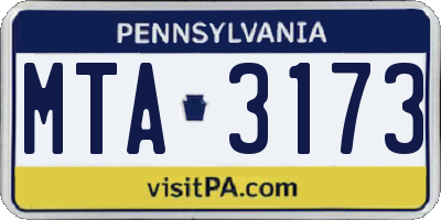 PA license plate MTA3173
