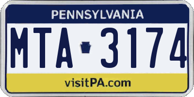 PA license plate MTA3174