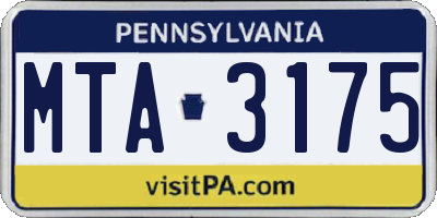 PA license plate MTA3175
