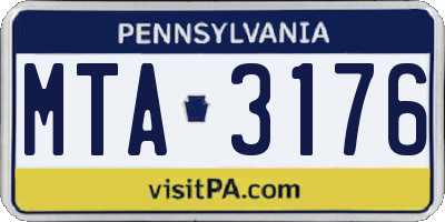 PA license plate MTA3176