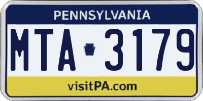 PA license plate MTA3179
