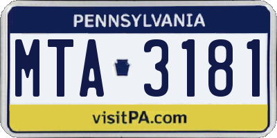 PA license plate MTA3181