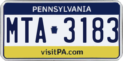PA license plate MTA3183