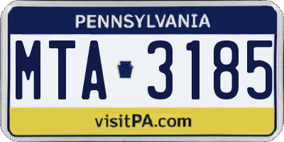 PA license plate MTA3185