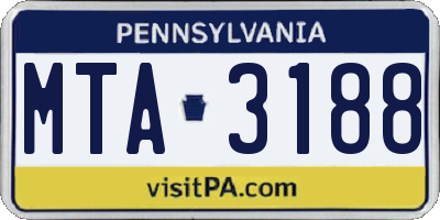 PA license plate MTA3188