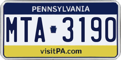 PA license plate MTA3190