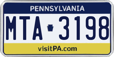 PA license plate MTA3198
