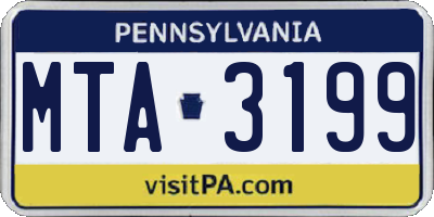 PA license plate MTA3199