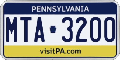 PA license plate MTA3200